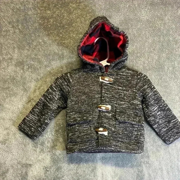 Carter’s boys‎ size 9 months plaid hooded jacket - Picture 1 of 12